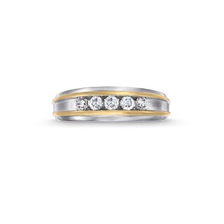 Men's 0.50 CT. T.W. Canadian Certified Diamond Five Stone Band in 14K Two-Tone Gold (I/I1)|Peoples Jewellers