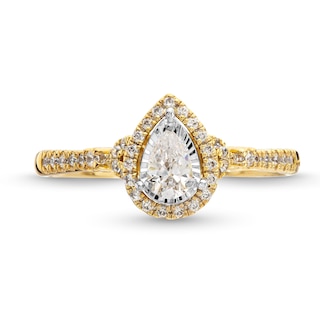 0.29 CT. T.W. Pear-Shaped Diamond Frame V-Sides Engagement Ring in 14K Gold|Peoples Jewellers