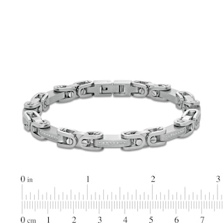 Men's 0.25 CT. T.W. Diamond Stirrup Link Bracelet in Stainless Steel - 8.5"|Peoples Jewellers