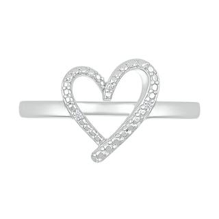 Diamond Accent Ribbon Heart Ring in Sterling Silver|Peoples Jewellers