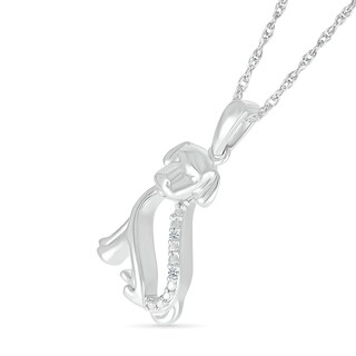 Diamond Accent Dog Outline Pendant in Sterling Silver|Peoples Jewellers