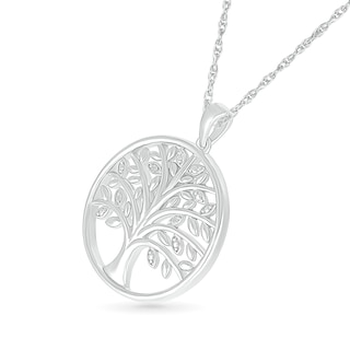 Diamond Accent Tree of Life Circle Pendant in Sterling Silver|Peoples Jewellers