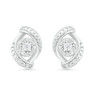 Diamond Accent Bypass Frame Stud Earrings in Sterling Silver|Peoples Jewellers