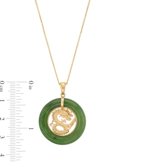Jade Dragon Open Circle Frame Pendant in 14K Gold|Peoples Jewellers