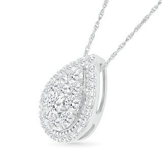 0.50 CT. T.W. Pear-Shaped Multi-Diamond Frame Pendant in 10K White Gold|Peoples Jewellers