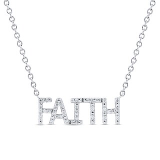 0.085 CT. T.W. Diamond "FAITH" Necklace in Sterling Silver|Peoples Jewellers