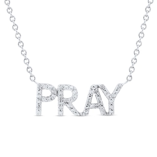 0.085 CT. T.W. Diamond "PRAY" Necklace in Sterling Silver|Peoples Jewellers