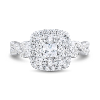 1.23 CT. T.W. Princess-Cut Diamond Double Frame Twist Shank Engagement Ring in 14K White Gold|Peoples Jewellers