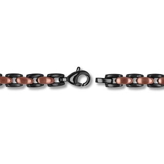 Black and Brown Ion-Plated Stainless Steel H-Link Bracelet - 9.0"|Peoples Jewellers