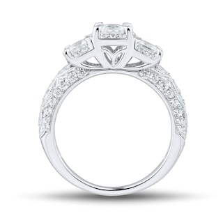 1.45 CT. T.W. Princess-Cut Diamond Past Present Future® Cushion Frame Engagement Ring in 14K White Gold|Peoples Jewellers