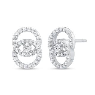 0.45 CT. T.W. Diamond Interlocking Circles Stud Earrings in 10K White Gold|Peoples Jewellers