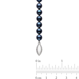 6.0mm Dyed Black Akoya Cultured Pearl Strand Necklace with Sterling Silver Clasp|Peoples Jewellers
