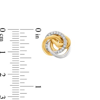 Italian Gold 0.20 CT. T.W. Diamond Knot Stud Earrings in 18K Two-Toned Gold|Peoples Jewellers