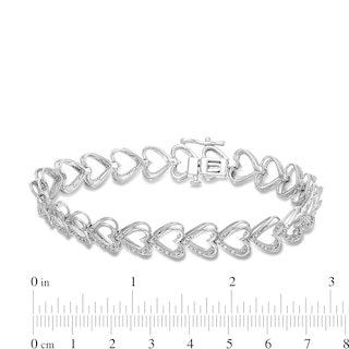 0.25 CT. T.W. Diamond Open Heart Link Bracelet in Sterling Silver|Peoples Jewellers