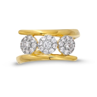 0.50 CT. T.W. Multi-Diamond Three Stone Bypass Open Shank Ring in 10K Gold|Peoples Jewellers