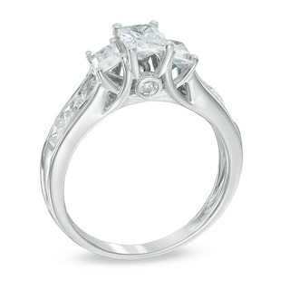 1.95 CT. T.W. Emerald-Cut Diamond Past Present Future® Engagement Ring in 14K White Gold|Peoples Jewellers