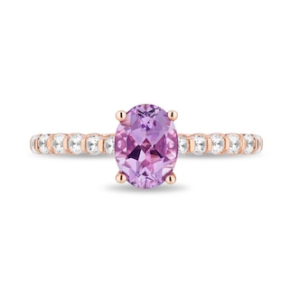 Enchanted Disney Rapunzel Oval Light Purple Amethyst and 0.37 CT. T.W. Diamond Engagement Ring in 14K Two-Tone Gold|Peoples Jewellers