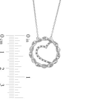 Circle of Gratitude® Collection 0.10 CT. T.W. Diamond and Polished Twist with Offset Heart Necklace in Sterling Silver|Peoples Jewellers