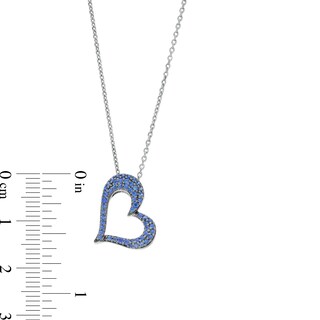 Blue and White Lab-Created Sapphire Reversible Tilted Open Heart Pendant in Sterling Silver|Peoples Jewellers