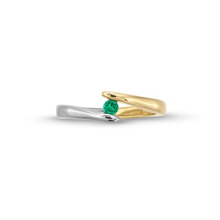 Emerald Solitaire Bypass Open Shank Ring in 10K Two-Tone Gold|Peoples Jewellers