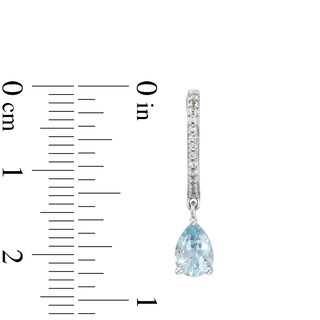 Pear-Shaped Aquamarine and White Lab-Created Sapphire Drop Earrings in Sterling Silver|Peoples Jewellers