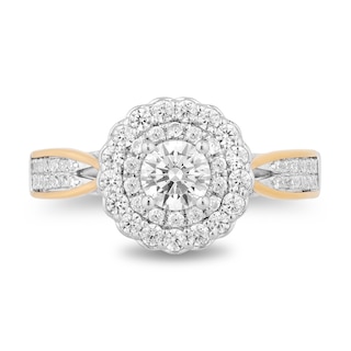 Enchanted Disney 1.23 CT. T.W. Diamond Scalloped Frame Engagement Ring in 14K Two Tone Gold - Size 7|Peoples Jewellers