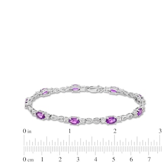 Oval Amethyst and White Lab-Created Sapphire Alternating Infinity Line Bracelet in Sterling Silver - 7.25"|Peoples Jewellers