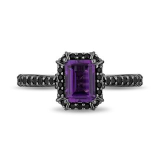 Enchanted Disney Villains Ursula Amethyst and 0.37 CT. T.W. Black Diamond Frame Engagement Ring in 14K White Gold|Peoples Jewellers