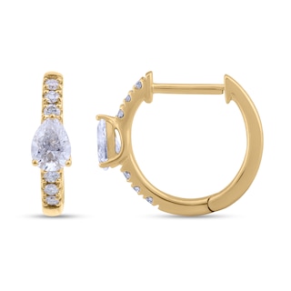 0.45 CT. T.W. Pear-Shaped Diamond Huggie Hoop Earrings in 10K Gold|Peoples Jewellers