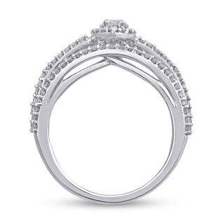 1.15 CT. T.W. Marquise Diamond Frame Split Shank Ring in 14K White Gold|Peoples Jewellers