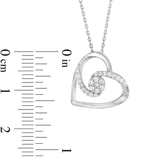 0.12 CT. T.W. Multi-Diamond Bypass Ribbon Tilted Heart Pendant in Sterling Silver|Peoples Jewellers