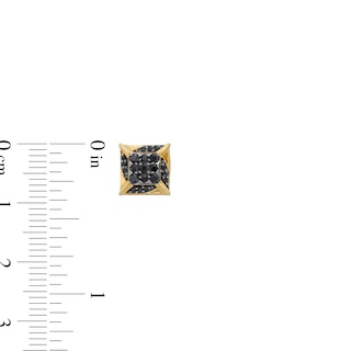 0.30 CT. T.W. Square Black Multi-Diamond Swirl Frame Stud Earrings in 10K Gold|Peoples Jewellers
