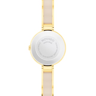 Ladies' Movado Moda Gold-Tone PVD Ceramic Bangle Watch with Taupe Dial (Model: 0607867)|Peoples Jewellers