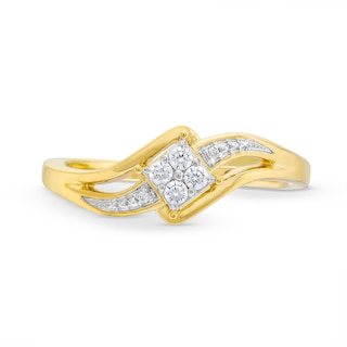 0.10 CT. T.W. Tilted Princess-Shaped Multi-Diamond Bypass Shank Promise Ring in 10K Gold|Peoples Jewellers