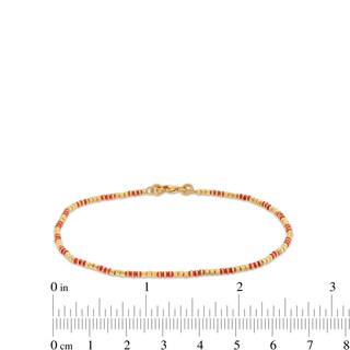Diamond-Cut and Red Enamel Bead Bracelet in Hollow 18K Gold - 7.5"|Peoples Jewellers