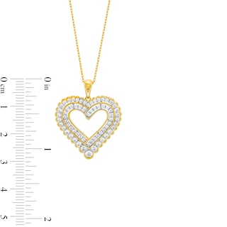 1.00 CT. T.W. Diamond Scallop Frame Heart Pendant in 10K Gold|Peoples Jewellers