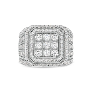 Men's 2.95 CT. T.W. Certified Square-Shaped Lab-Created Multi-Diamond Framed Ring 10K White Gold (F/SI2)|Peoples Jewellers