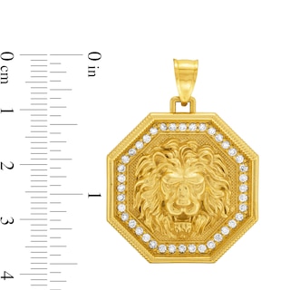 0.45 CT. T.W. Certified Lab-Created Diamond Lion's Head Octagon Frame Necklace Charm in 10K Gold (F/SI2)|Peoples Jewellers