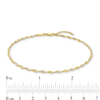 2.1mm Dorica Singapore Chain Anklet in Solid 14K Two-Tone Gold - 10"|Peoples Jewellers