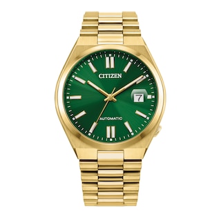 Men's Citizen Tsuyosa Automatic Green Dial Watch in Gold-Tone Stainless Steel (Model NJ0152-51X)|Peoples Jewellers