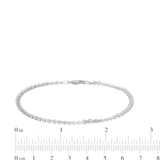 2.5mm Fold-Over Heart Link Bracelet in Solid 10K White Gold - 7.25"|Peoples Jewellers