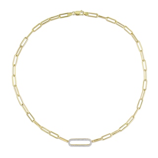 0.40 CT. T.W. Diamond Link Paper Clip Chain Necklace in 14K Gold - 18”|Peoples Jewellers