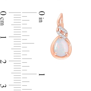 Pear-Shaped Opal and 0.06 CT. T.W. Diamond Flame Drop Earrings in 10K Rose Gold|Peoples Jewellers