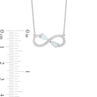 Pear-Shaped Lab-Created Opal and White Lab-Created Sapphire Infinity Necklace in Sterling Silver|Peoples Jewellers