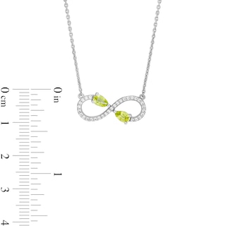 Pear-Shaped Peridot and White Lab-Created Sapphire Infinity Necklace in Sterling Silver|Peoples Jewellers