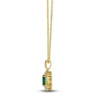 Le Vian® Oval Costa Smeralda Emerald™ and 0.70 CT. T.W. Diamond Double Frame Pendant in 18K Honey Gold™|Peoples Jewellers