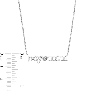 Diamond Accent "boy mom" with Heart Necklace in Sterling Silver|Peoples Jewellers