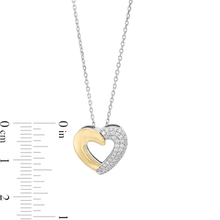 0.18 CT. T.W. Diamond Half-and-Half Heart Outline Pendant in Sterling Silver and 10K Gold|Peoples Jewellers