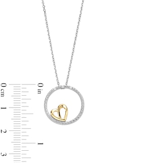 Diamond Accent Open Circle with Heart Pendant in Sterling Silver and 14K Gold Plate|Peoples Jewellers