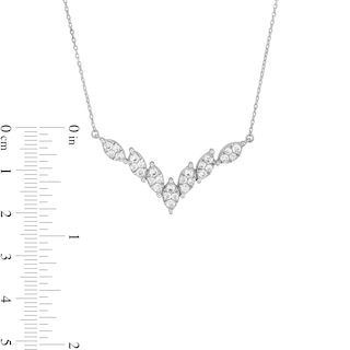0.70 CT. T.W. Marquise Multi-Diamond Chevron Necklace in 10K White Gold|Peoples Jewellers